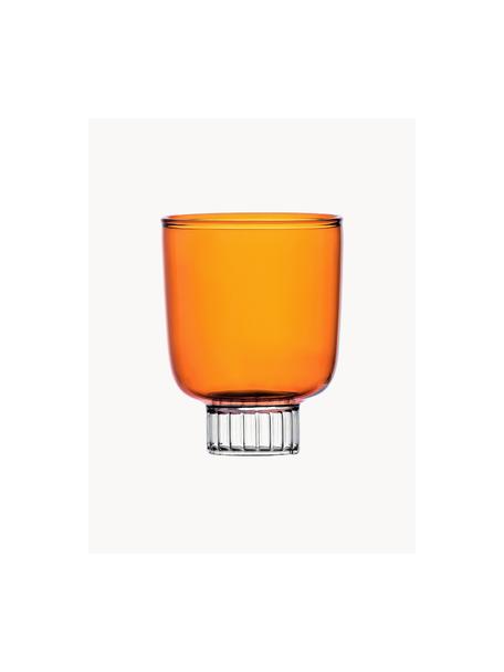 Handgefertigtes Wasserglas Liberta, Borosilikatglas, Orange, Transparent, Ø 8 x H 10 cm, 300 ml