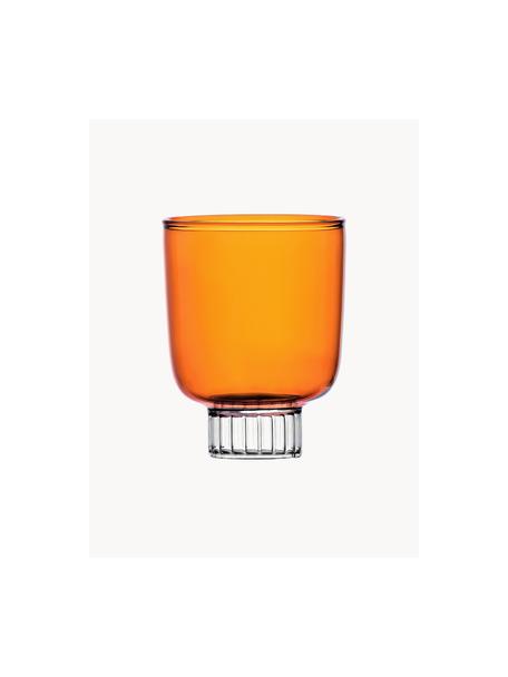 Handgemaakte waterglas Liberta, Borosilicaatglas, Oranje, transparant, Ø 8 x H 10 cm, 300 ml