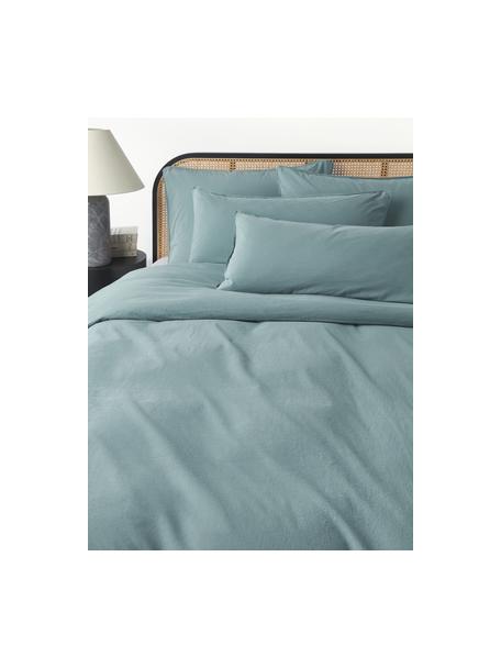 Funda nórdica de percal lavado Debbie, Azul petróleo, Cama 180/200 cm (260 x 240 cm)