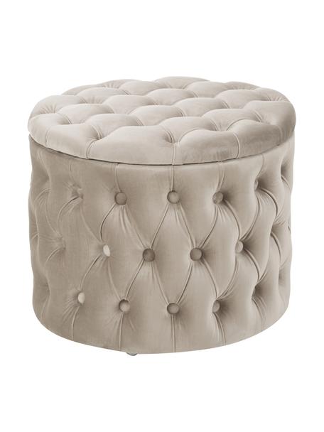Pouf coffre en velours Chiara, Velours taupe, Ø 50 x haut. 42 cm