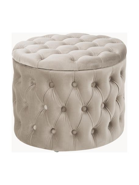 Pouf coffre en velours Chiara, Velours grège, Ø 50 x haut. 42 cm