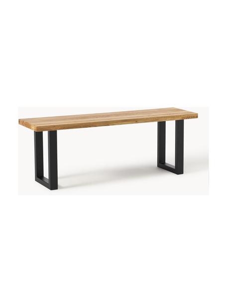 Ławka z drewna dębowego Oliver, różne rozmiary, Nogi: metal malowany proszkowo, Drewno dębowe olejowane, czarny, S 140 x G 40 cm