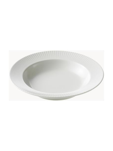 Biely hlboký tanier s drážkovou štruktúrou Groove, 4 ks, Kamenina, Biela, Ø 23 x V 4 cm