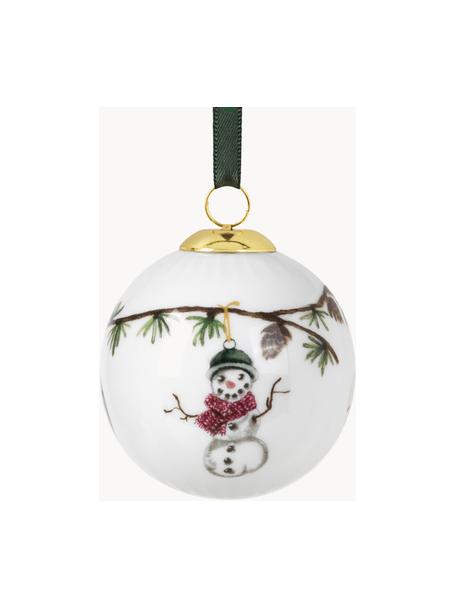 Boule de Noël artisanale en porcelaine Hammershøi, Porcelaine, Bonhomme de neige, Ø 6 cm