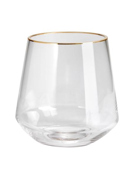 Mundgeblasene Vase Joyce mit Goldrand, Glas, Transparent, Ø 16 x H 16 cm