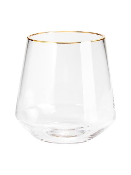Vase verre soufflé bouche, bordure dorée Joyce, Verre, Transparent, Ø 16 x haut. 16 cm