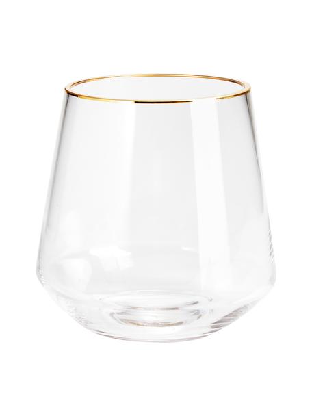 Vaso in vetro soffiato con bordo dorato Joyce, Vetro, Trasparente, Ø 16 x Alt. 16 cm