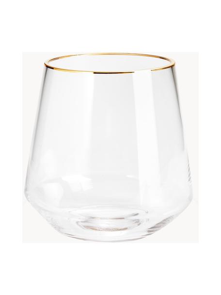 Mondgeblazen glazen vaas Joyce met goudkleurige rand, Glas, Transparant, Ø 16 x H 16 cm