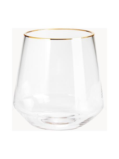 Mondgeblazen glazen vaas Joyce, Glas, Transparant met goudkleurige rand, Ø 16 x H 16 cm