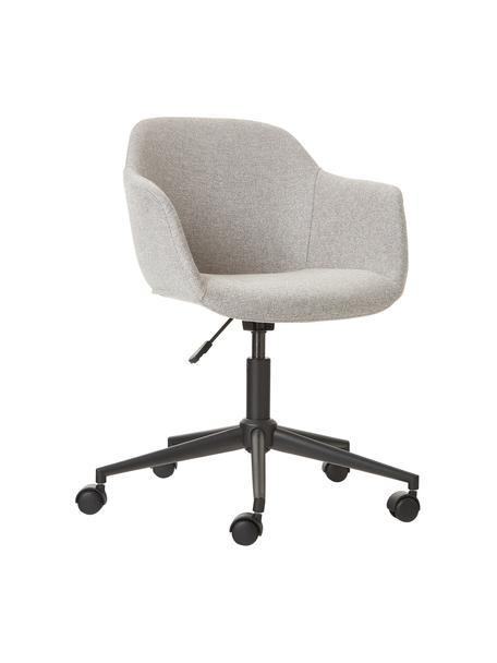 Chaise de bureau pivotante rembourrée, assise étroite Fiji, Tissu gris clair, noir, larg. 66 x prof. 66 cm