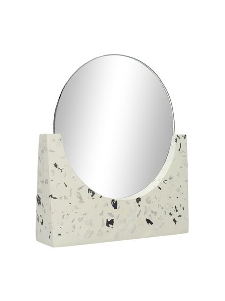 Runder Kosmetikspiegel Mirriam mit Terrazzosockel, Sockel: Terrazzo, Spiegelfläche: Spiegelglas, Weiß, 17 x 17 cm