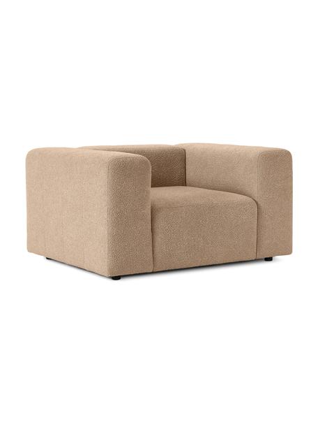 Poltrona in bouclè Lena, Rivestimento: bouclé (93% poliestere, 6, Rivestimento: cuscino in schiuma con an, Struttura: legno di pino, compensato, Gambe: plastica, Bouclé color sabbia, Larg. 134 x Prof. 106 cm