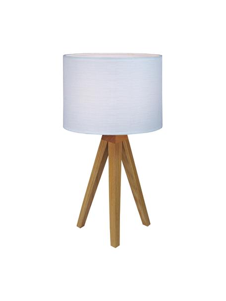 Lámpara de mesa de madera Kullen, Pantalla: poliéster, Blanco, roble, Ø 23 x Al 44 cm