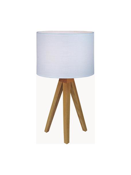 Lámpara de mesa de madera Kullen, Pantalla: poliéster, Beige, blanco, Ø 23 x Al 44 cm