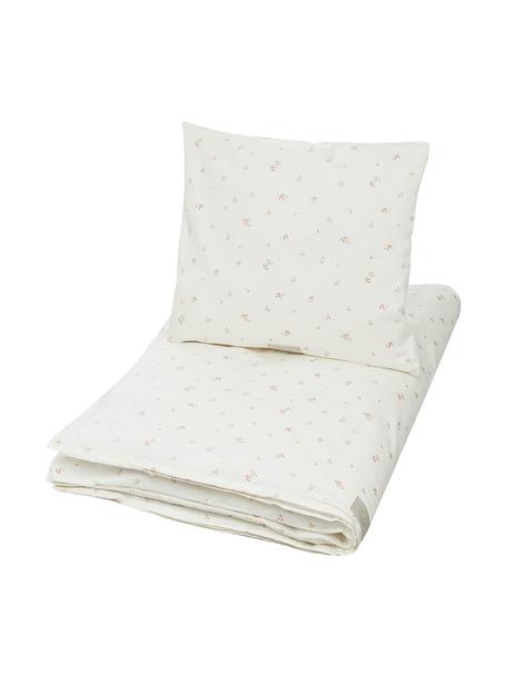 Ropa de cama de algodón ecológico satinado Poppies, 100% algodón ecológico satinado con certificado GOTS, Blanco crema, Cuna (100 x 135 cm), 2 pzas.