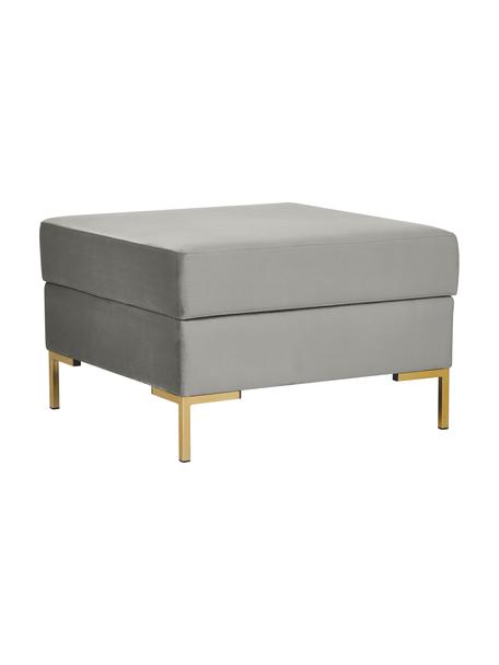 Pouf de canapé en velours avec coffre Luna, Velours gris clair, larg. 77 x haut. 49 cm