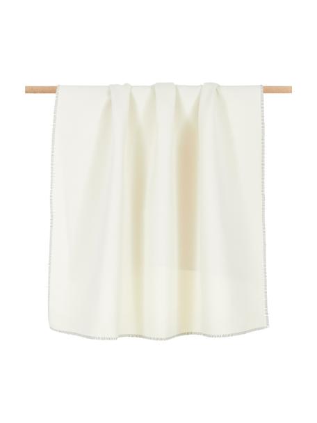 Manta de algodón en tejido polar Sylt, 85% algodón, 15% poliacrílico, Blanco crema, An 140 x L 200 cm