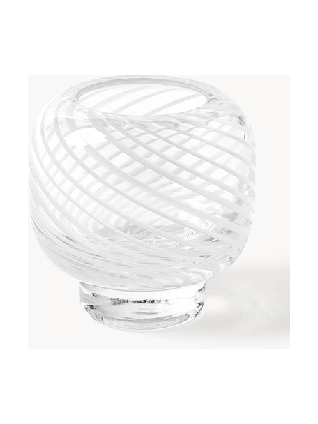 Mundgeblasene Teelichthalter Suze, 2 Stück, Glas, mundgeblasen, Weiss, transparent, Ø 9 x H 9 cm