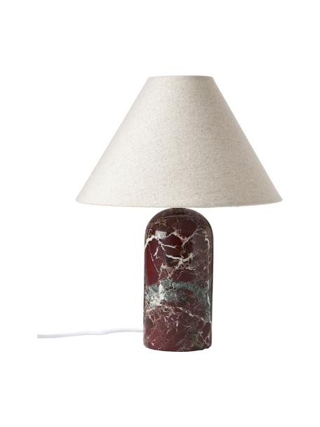 Lámpara de mesa mármol Gia, Pantalla: 50% lino, 50% poliéster, Cable: cubierto en tela, Mármol rojo, Ø 30 x Al 39 cm