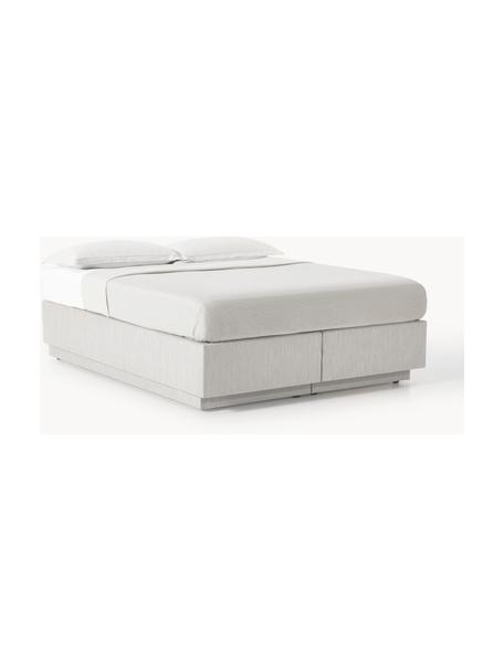 Boxspringbett Enya mit Stauraum, Bezug: 100 % Polyester Der strap, Matratze: 5-Zonen-Taschenfederkern, Webstoff Hellgrau, B 200 x L 200 cm, Härtegrad H2