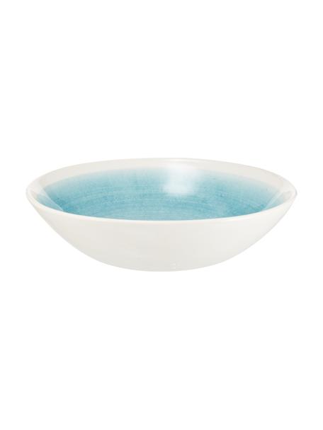 Handgemaakte saladeschaal Pure mat/glanzend met kleurverloop, Ø 26 cm, Keramiek, Blauw, wit, Ø 26 x H 7 cm