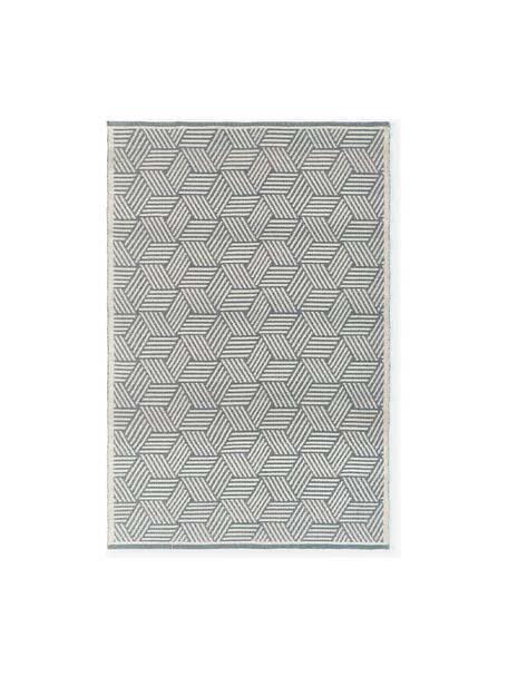 Ručne tuftovaný koberec do interiéru a exteriéru Skara, 100 % polyester s certifikátom GRS, Krémovobiela, sivá, Š 160 x D 230 cm (veľkosť M)