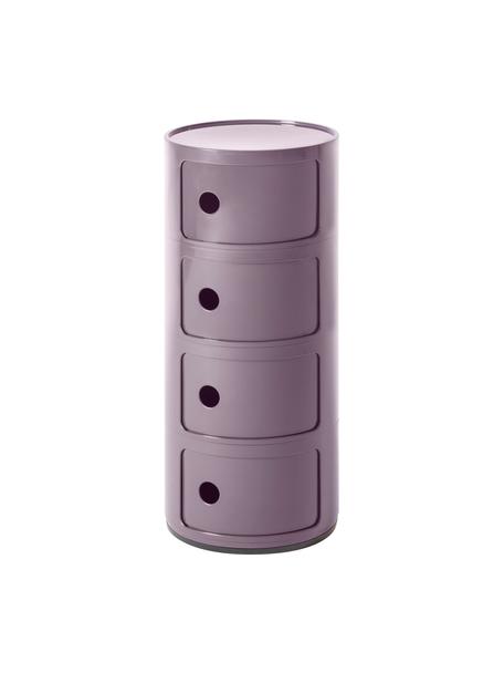 Table d'appoint design 4 compartiments, violet Componibili, Plastique, certifié Greenguard, Violet, Ø 32 x haut. 77 cm