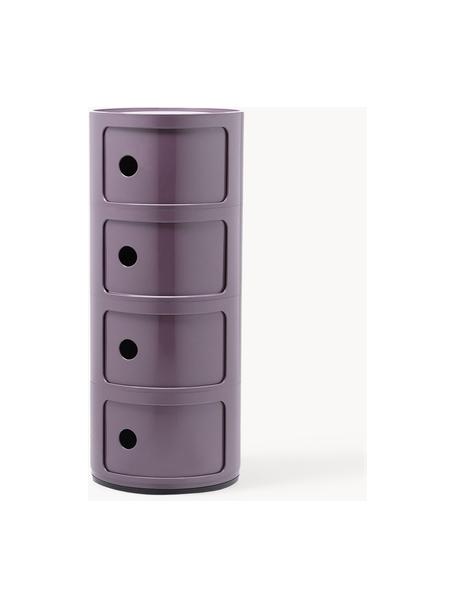 Design container Componibili, 4 modules, Kunststof (ABS), gelakt, Greenguard-gecertificeerd, Lavendel, glanzend, Ø 32 x H 77 cm