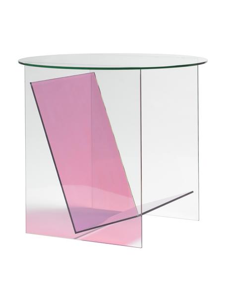 Glas-Beistelltisch Tabloid in Transparent/Rosa, Glas, Transparent, Rosa, Ø 50 x H 46 cm