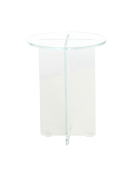 Okrągły stolik pomocniczy ze szklanym blatem Iris, Blat: szkło hartowane, Stelaż: szkło hartowane, Transparentny, Ø 35 x W 45 cm