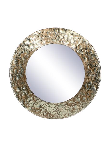 Specchio rotondo da parete con cornice in metallo ottonato Fridy, Cornice: metallo rivestito, Superficie dello specchio: lastra di vetro, Ottonato, Ø 21 cm x Prof. 4 cm