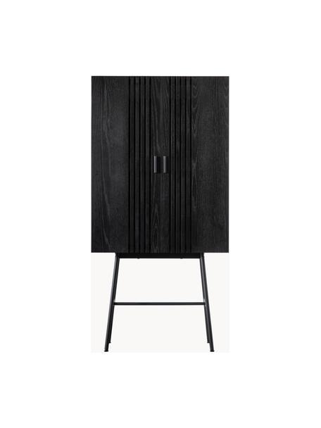 Credenza alta in legno Holsen, Struttura: metallo rivestito, Nero, Larg. 80 x Alt. 160 cm