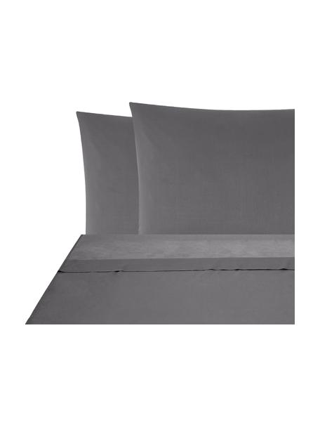 Set lenzuola in raso di cotone grigio scuro Comfort, Grigio scuro, 180 x 300 cm + 2 federe 50 x 80 cm