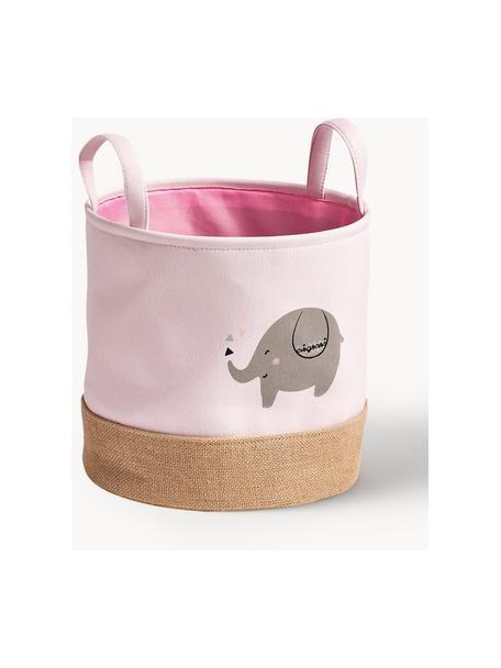 Skladovací koš Elefant, Polyester, juta, Odstíny růžové, šedá, béžová, Ø 30 cm, V 29 cm