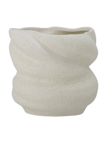 Kameninový obal na květináč v organickém tvaru Orana, Kamenina, Tlumeně bílá, Ø 20 cm, V 18 cm