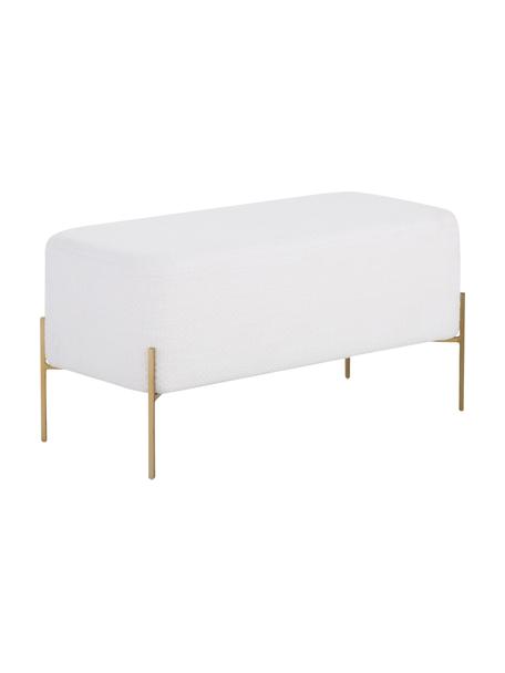 Čalouněná lavice Harper, Bílé bouclé, zlatá, Š 90 cm, V 44 cm