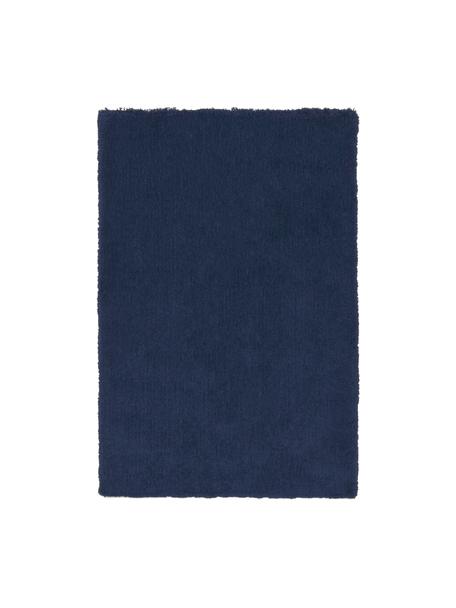 Tappeto soffice a pelo lungo blu scuro Leighton, Retro: 70% poliestere, 30% coton, Blu scuro, Larg. 80 x Lung. 150 cm (taglia XS)