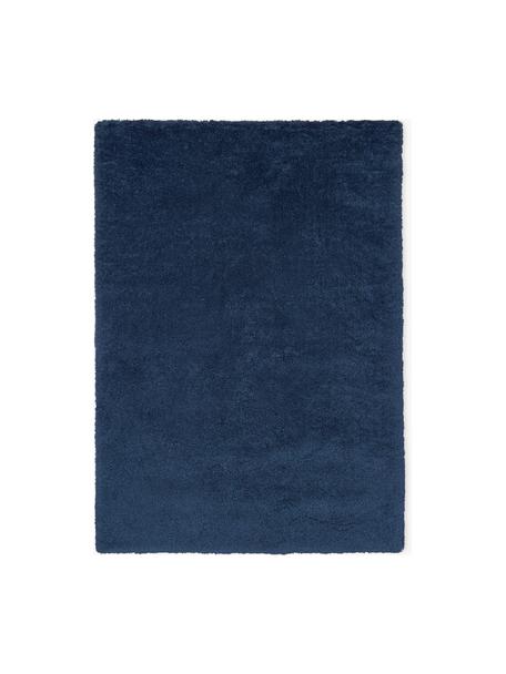 Tappeto soffice a pelo lungo Leighton, Retro: 70% poliestere, 30% coton, Blu scuro, Larg. 80 x Lung. 150 cm (taglia XS)