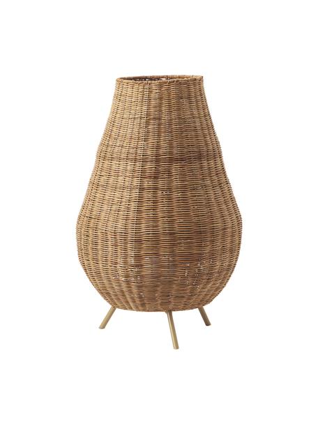 Lámpara de pie LED regulable Saona, portátil y con mando a distancia, Fibra natural, Marrón, Ø 46 x Al 72 cm