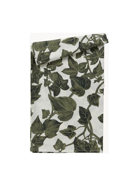 Nappe Ivy, tailles variées, 100% coton, Vert foncé, noir, blanc cassé, 8-10 personnes (long. 300 x larg. 145 cm)