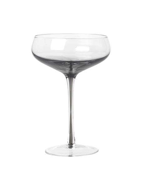 Ručně foukaná sklenice na šampaňské Smoke, 4 ks, Sklo, Transparentní, kouřově šedá, Ø 11 cm, V 16 cm, 200 ml