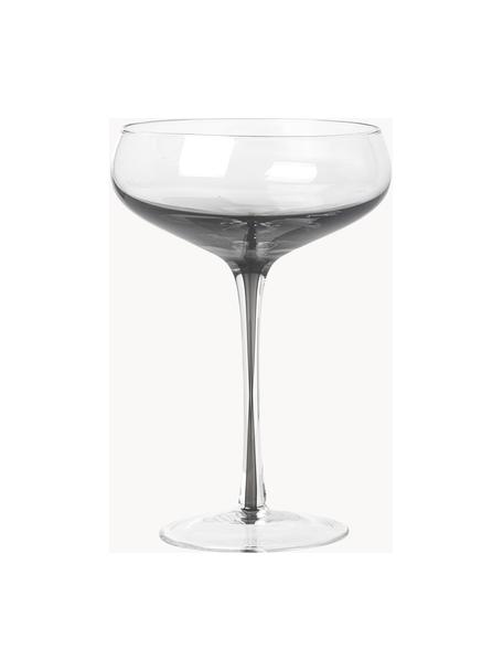 Copas pompadour de champán de vidrio soplado artesanalmente Smoke, 4 uds., Vidrio, Transparente, gris oscuro, Ø 11 x Al 16 cm, 200 ml