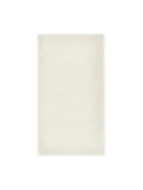 Handgetuft laagpolig wollen vloerkleed Ezra, Onderzijde: 70% katoen, 30% polyester, Crèmewit, B 80 x L 150 cm (maat XS)