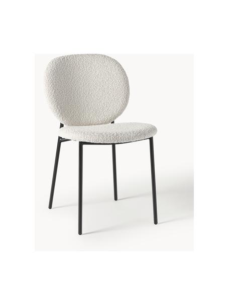 Bouclé gestoffeerde stoelen Ulrica, 2 stuks, Bekleding: bouclé (100% polyester) M, Poten: gepoedercoat metaalkleuri, Bouclé gebroken wit, zwart, B 47 x D 61 cm