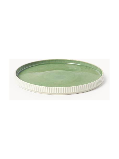 Piatti piani Bora 4 pz, Gres smaltato, Verde chiaro, beige chiaro, Ø 27 cm