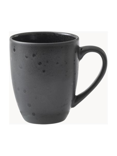 Mokken Gastro met reactief glazuur, 4 stuks, Keramiek, Zwart, Ø 9 x H 10 cm, 300 ml