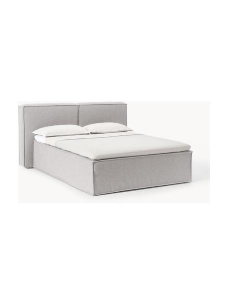 Bouclé boxspring bed Lennon, Matras: 7-zone pocketveren kern, Bouclé grijs, B 160 x L 200 cm, hardheidsgraad H2