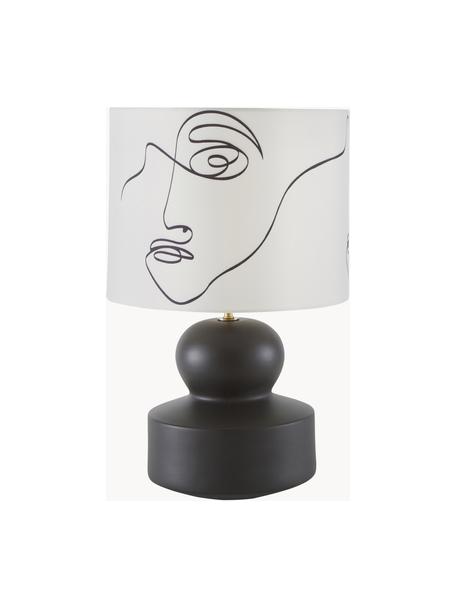 Lampa stołowa z ceramiki Georgina, Kremowobiały, czarny, Ø 33 x W 52 cm