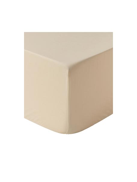 Boxspring hoeslaken Elsie, katoen perkal, Weeftechniek: perkal, Beige, B 90 x L 200 cm, H 35 cm