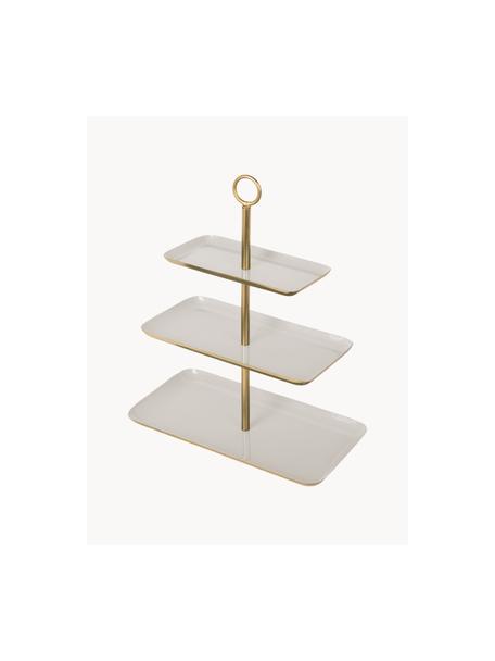 Fuente 3 pisos Festive, Metal recubierto, Off White, dorado, An 31 x Al 36 cm